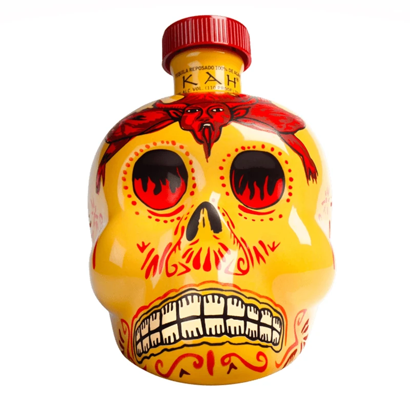 KAH Reposado Tequila 70cl, 40% ABV, Day of the Dead Decorated Bottle, 100% Blue Agave, Double Distilled & Oak Cask Aged