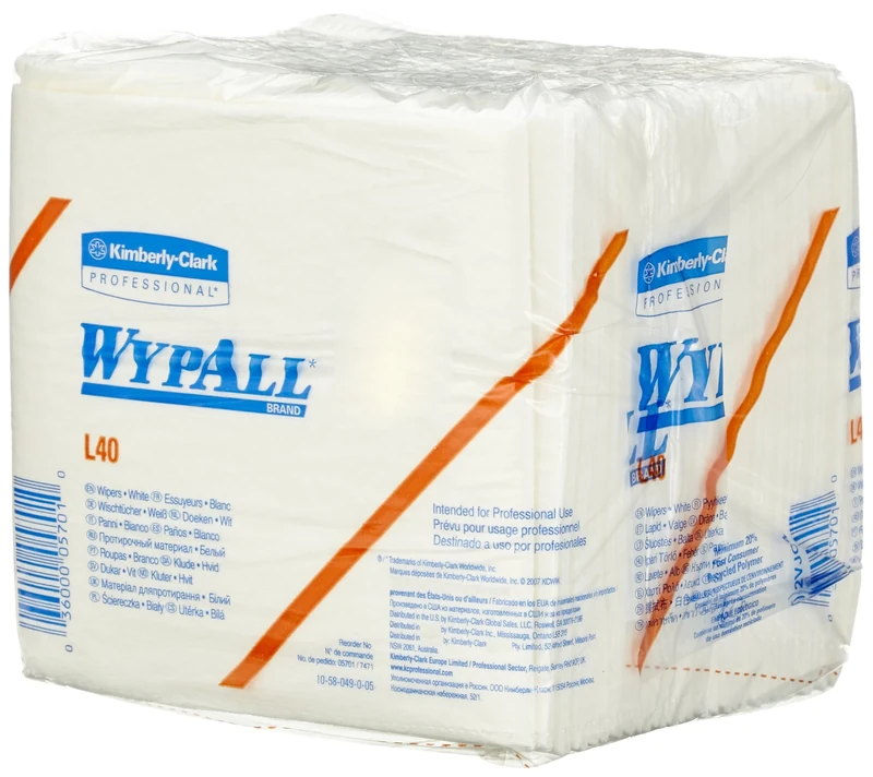 Kimberly Clark 7471 Wypall L40 Folded Wiper, White, Pack of 18