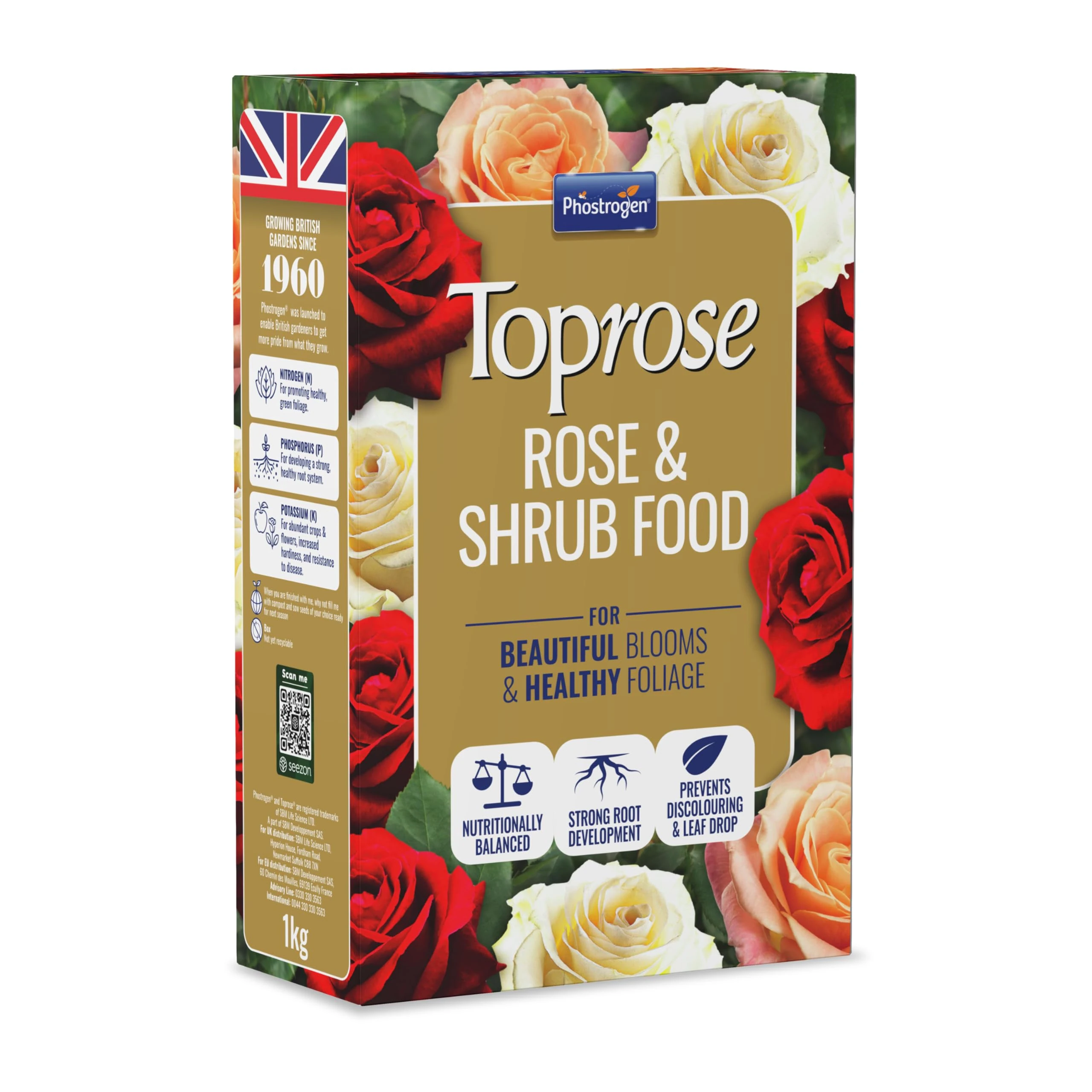 Toprose 5878143 Rose and Shrub Feed, 1kg - Rose Fertiliser for Healthy Growth and Vibrant Colours - Improves Root Development - Guards Against Nutrient Deficiency - Rose Nutrition - Garden Care