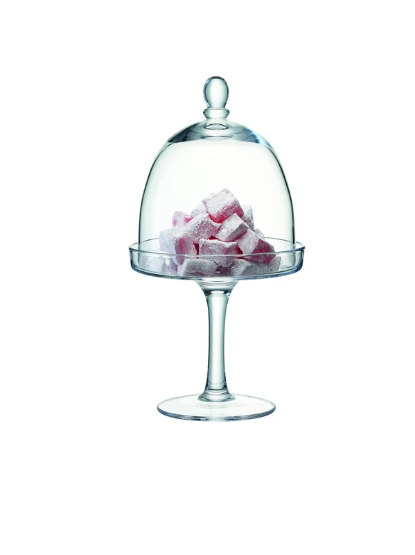 LSA International Serve Stand & Dome Ø15cm/Ø14cm Clear| 1 Unit | Mouthblown & Handmade Glass | SZ25