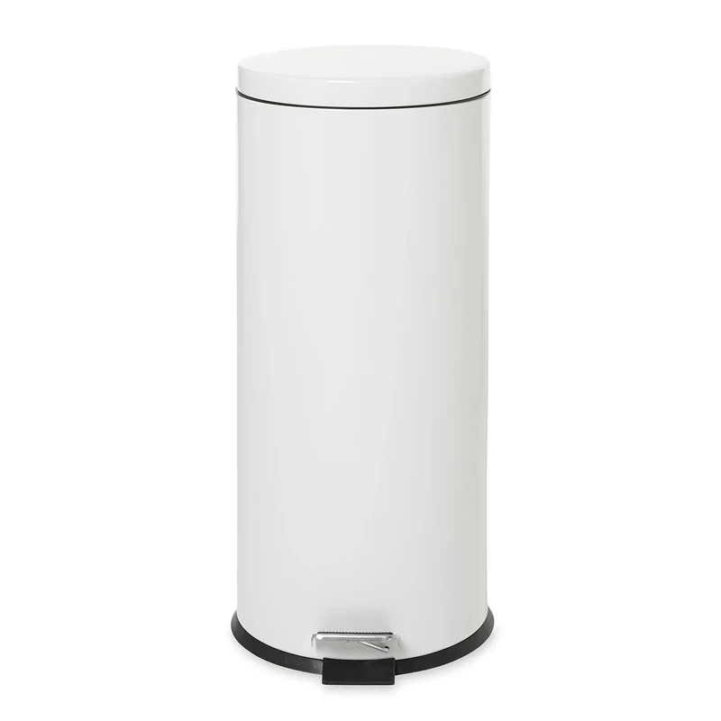 Rubbermaid Commercial 8gal Steel Round Medi Can Step Trash Can with Galvanized Liner - White