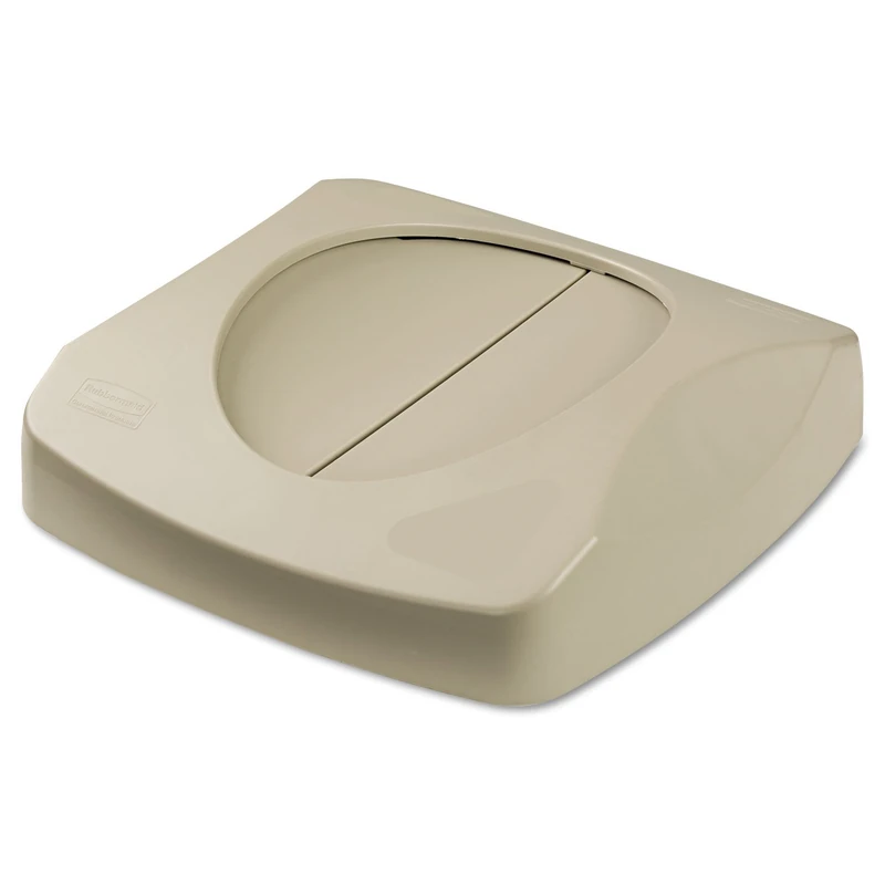 Rubbermaid Commercial Products FG268988BEIG, Untouchable Square Trash Can Swing Top - Beige