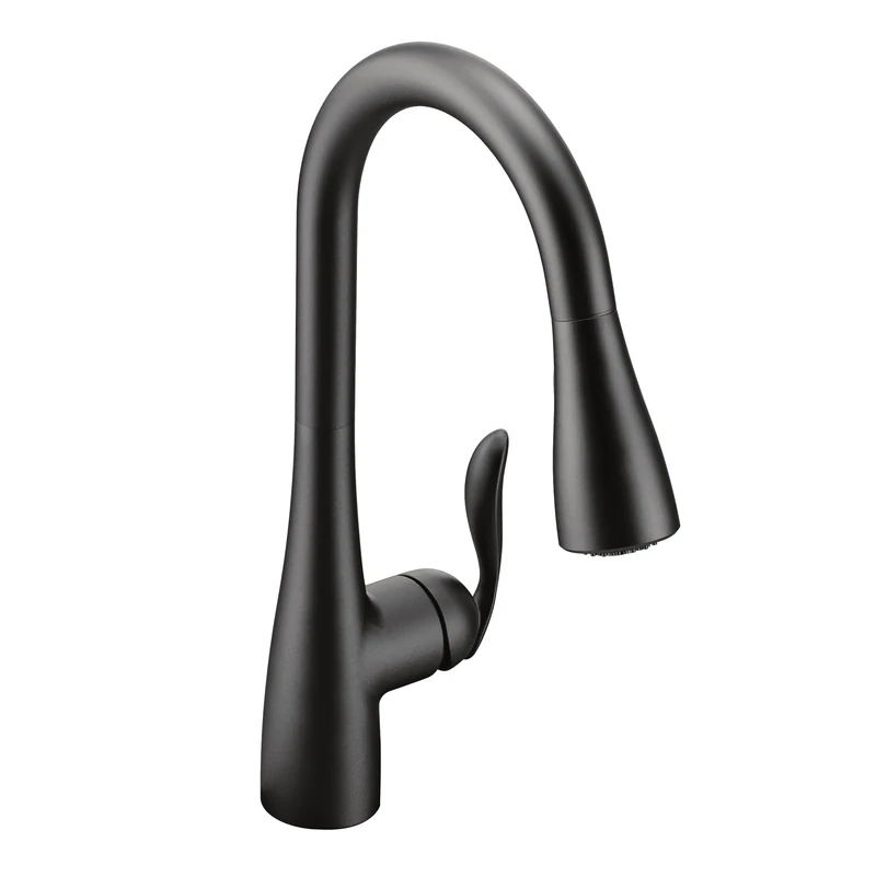 Moen 7594BL Arbor One-Handle Pulldown Kitchen Faucet Featuring Power Boost and Reflex, Matte Black, 0.375