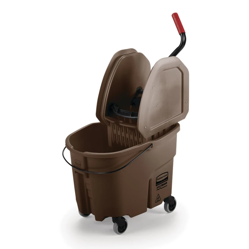 Rubbermaid Commercial WaveBrake 2.0® 35 QT Down-Press Mop Bucket and Wringer, Brown (FG757788BRN)