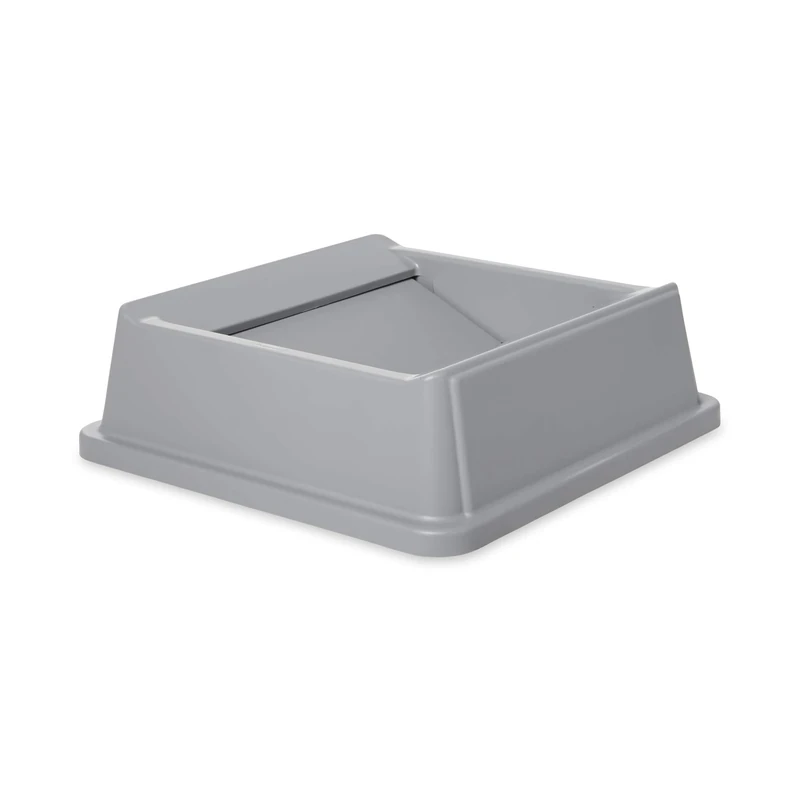Rubbermaid Commercial Products FG266400GRAY, 20 1/8 inch HIPS Untouchable Square Trash Can Swing Top - Grey