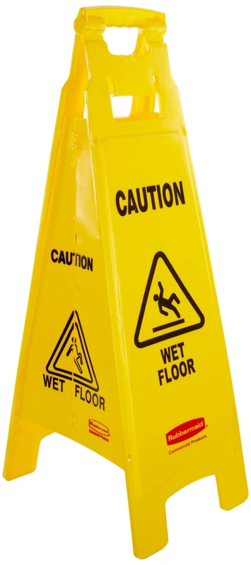Rubbermaid Commercial 4 Sided Floor Sign with Caution Wet Floor Imprint - Yellow