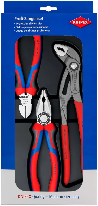 KNIPEX BestSeller Set 1 x 03 02 180, 1 x 70 02 160, 1 x 87 01 250 Self-Service Card, 00 20 09 V01