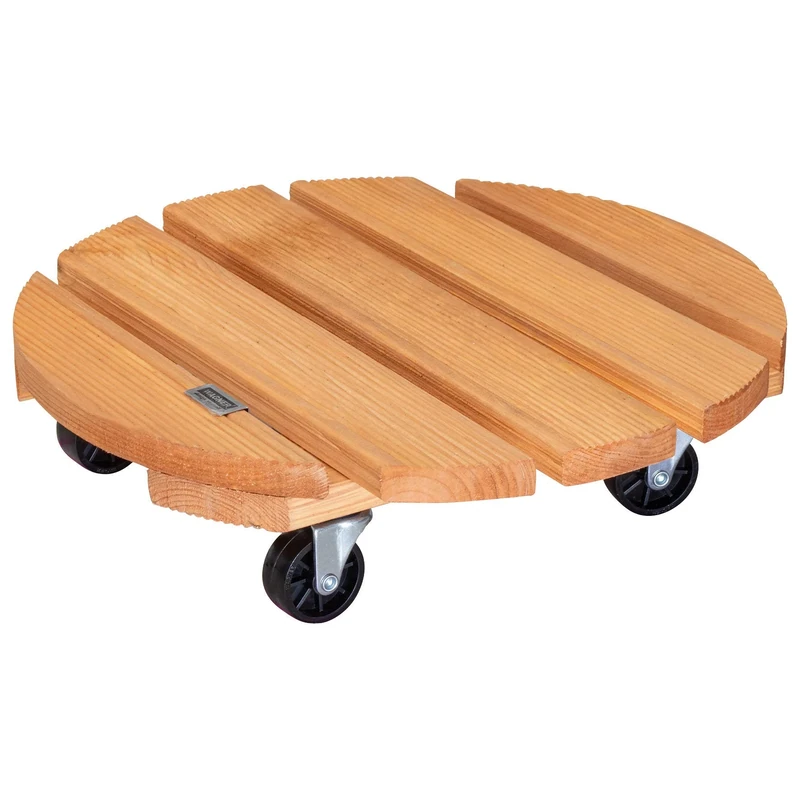 WAGNER Plant trolley TOSCANA Ø 38 x 10,5 cm I Flower trolley for indoor + outdoor use I Trolley made of FSC®-certificated solid wood, terracotta I Load capacity 150 kg I Made in EU - 20016301