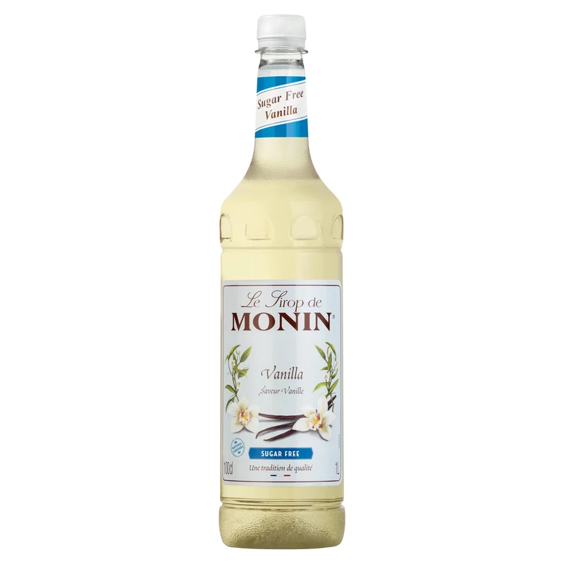 Monin Premium Vanilla Sugar Free Syrup 1L For Coffee And Cocktails. Vegan-Friendly, Allergen-Free, 100 Percent Natural Flavours And Colourings. Sugar-Free Vanilla Coffee Syrup