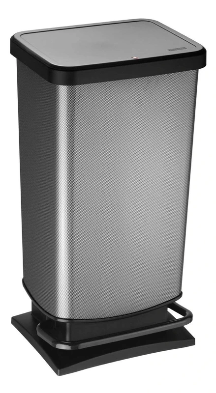Rotho Paso Dustbin 40l with pedal and lid, Plastic (PP) BPA-free, carbon metallic, 40l (35,3 x 29,5 x 67,6 cm)