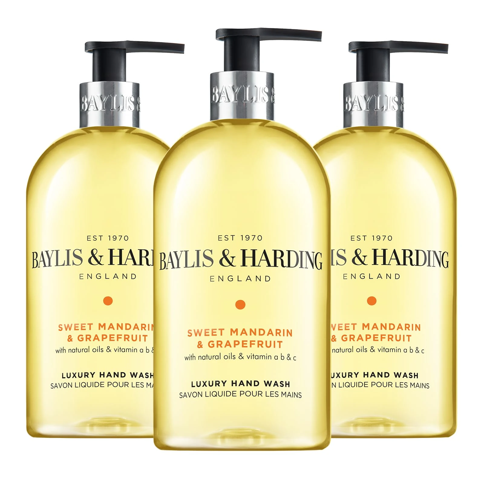 Baylis & Harding Sweet Mandarin and Grapefruit Hand Wash, 500 ml (Pack of 3) - Vegan Friendly