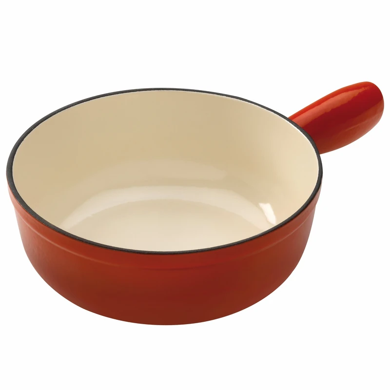 Kuhn Rikon 32008 Caquelon Fondue Pot 20 cm Suitable for Induction Cookers Cast Iron, Red, 30.3 x 21 x 7 cm
