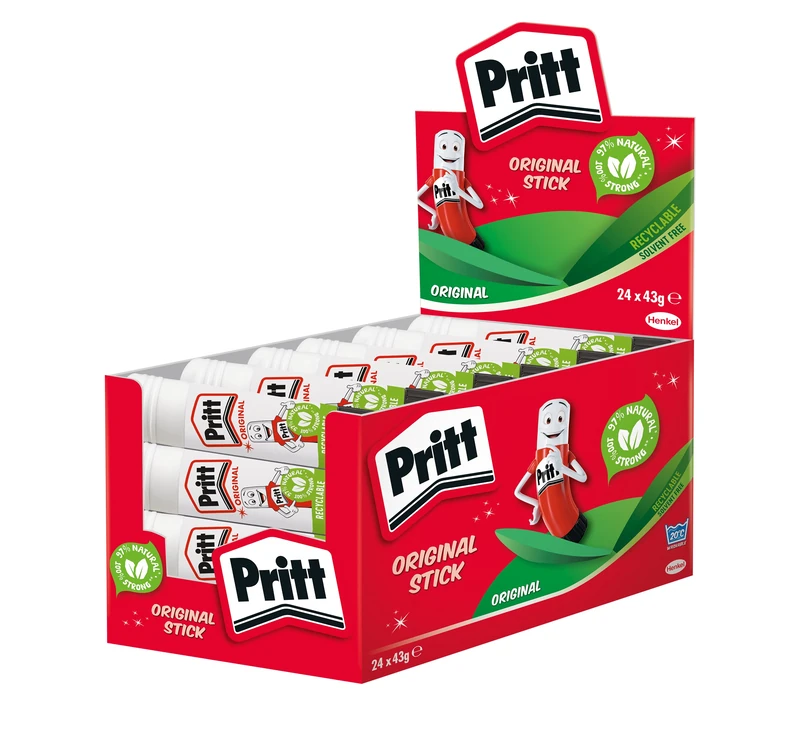 Pritt glue stick, safe & child-friendly craft glue for arts & crafts activities, strong-hold adhesive for school & office supplies, 24 x 43 g Pritt stick