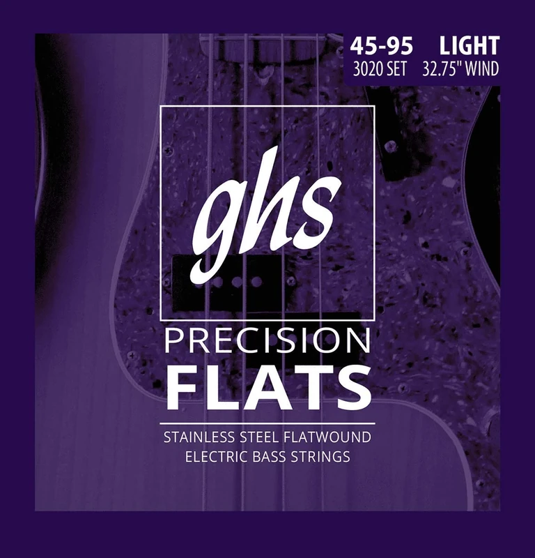 GHS PRECISION FLATS Flatwound String Set for Electric Bass- 3020 - Short Scale - 045/095