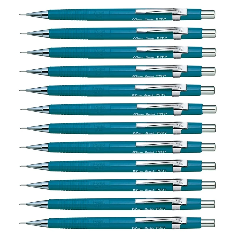 Pentel P200 Series mechanical pencil 0.7mm lead, 1 pack of 12 pencils, Blue