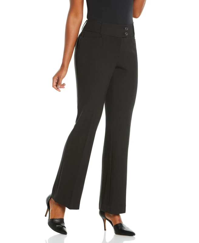 Rafaella Women's Curvy Fit Gabardine Boot Leg Trouser, Graphite, 6