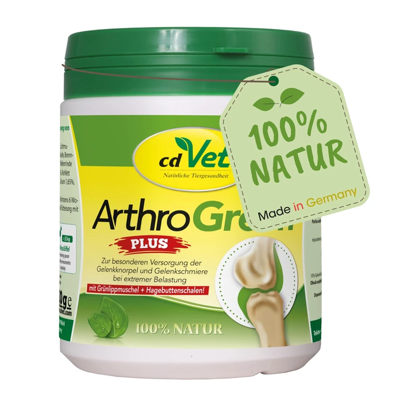 cdVet Natural Products ArthroGreen plus 330 g - optimally supports the musculoskeletal system and joints in acute phases - nutrition-related support - for the strength of bones and cartilage -