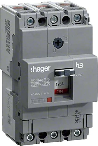 Hager X160 – Automatic Switch X160 3P3D 40 KA 160 A TM Adjustable Fixed/or