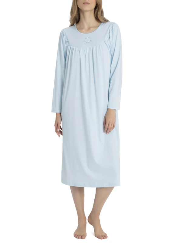 Calida Women's Long - regular Nightie, Blue (Hellblau 700), 16