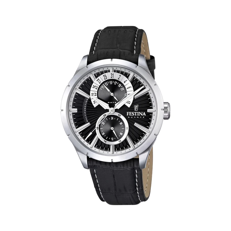 Festina Men's Analogue Watch F16573/3 with Leather Strap and Black Dial