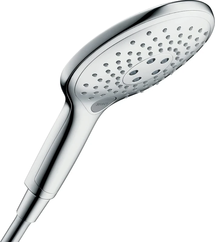 hansgrohe Raindance Select S - water-saving shower head 9 l/min (EcoSmart), hand shower round (⌀ 150 mm) with 3 sprays, with anti-limescale function, chrome, 28588000