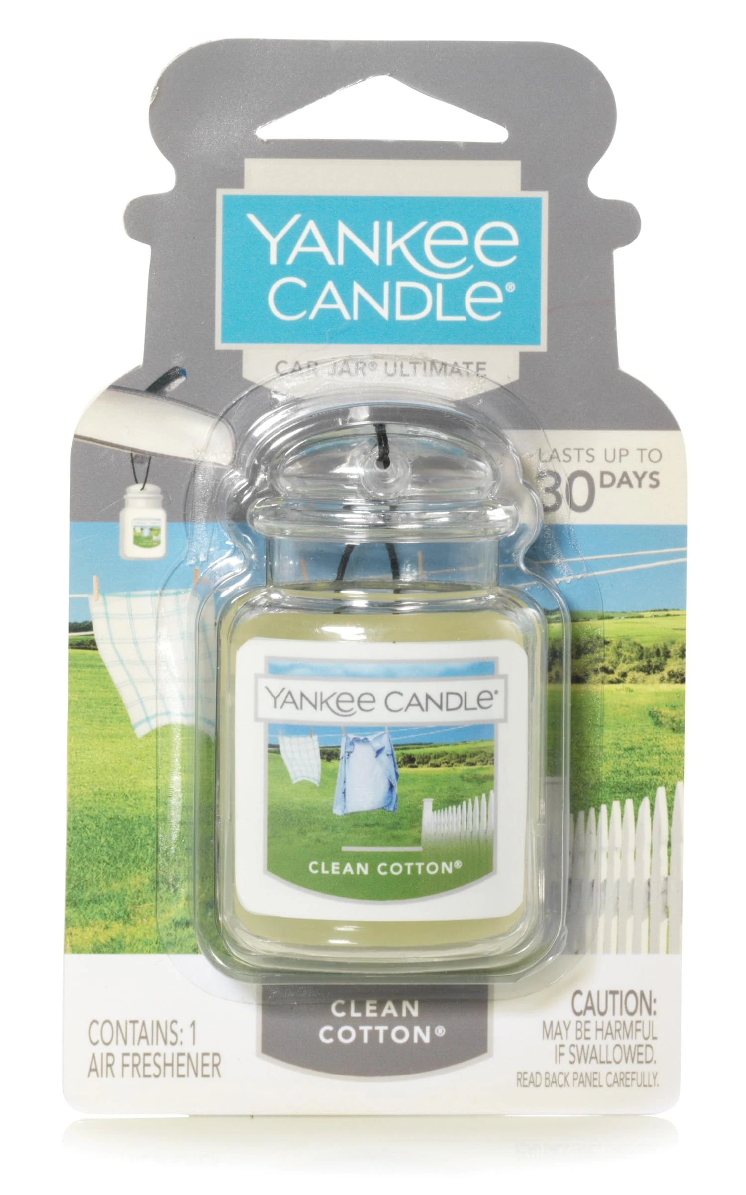 Yankee Candle Car Jar Ultimate Scented Air Freshener | Clean Cotton | Lasts up to 4 Weeks