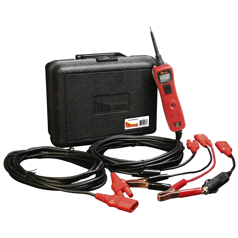 Power Probe PP319FTCRED Power Probe III Circuit Tester Kit, DC Voltmeter & Continuity Tester, Supplies Power or Ground, Min/Max Capture, Audio/LED Indicators, 20 ft Lead, 12–24V