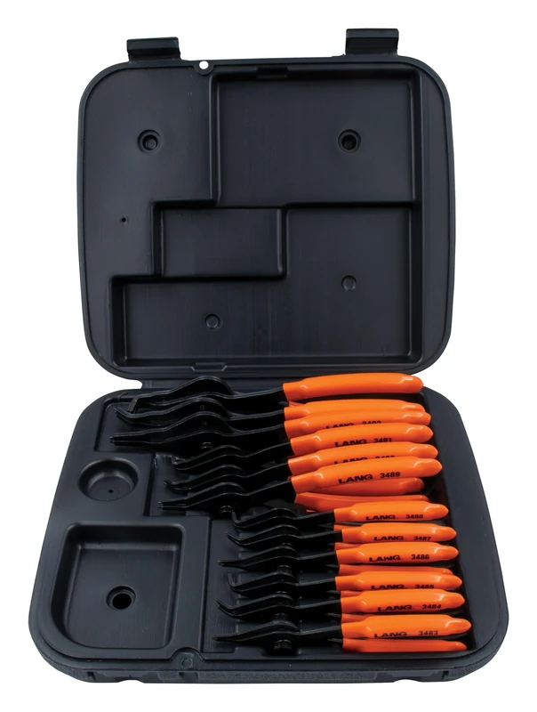 Lang Tools (3495) 12-Piece Fixed Tip Combination Internal/External Snap Ring Pliers Set