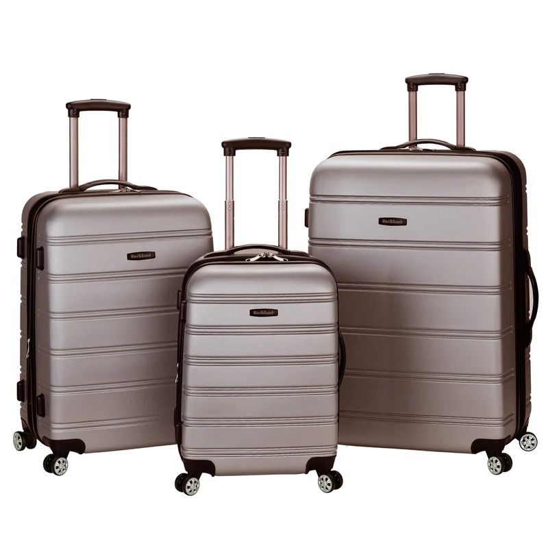 Rockland Melbourne Hardside Expandable Spinner Wheel Luggage, Silver, 3-Piece Set (20/24/28), Melbourne Hardside Expandable Spinner Wheel Luggage
