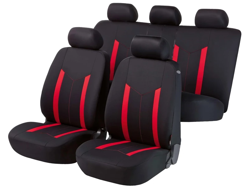 Walser 11809 Car Seat Cover, Red/Black, Complete Set