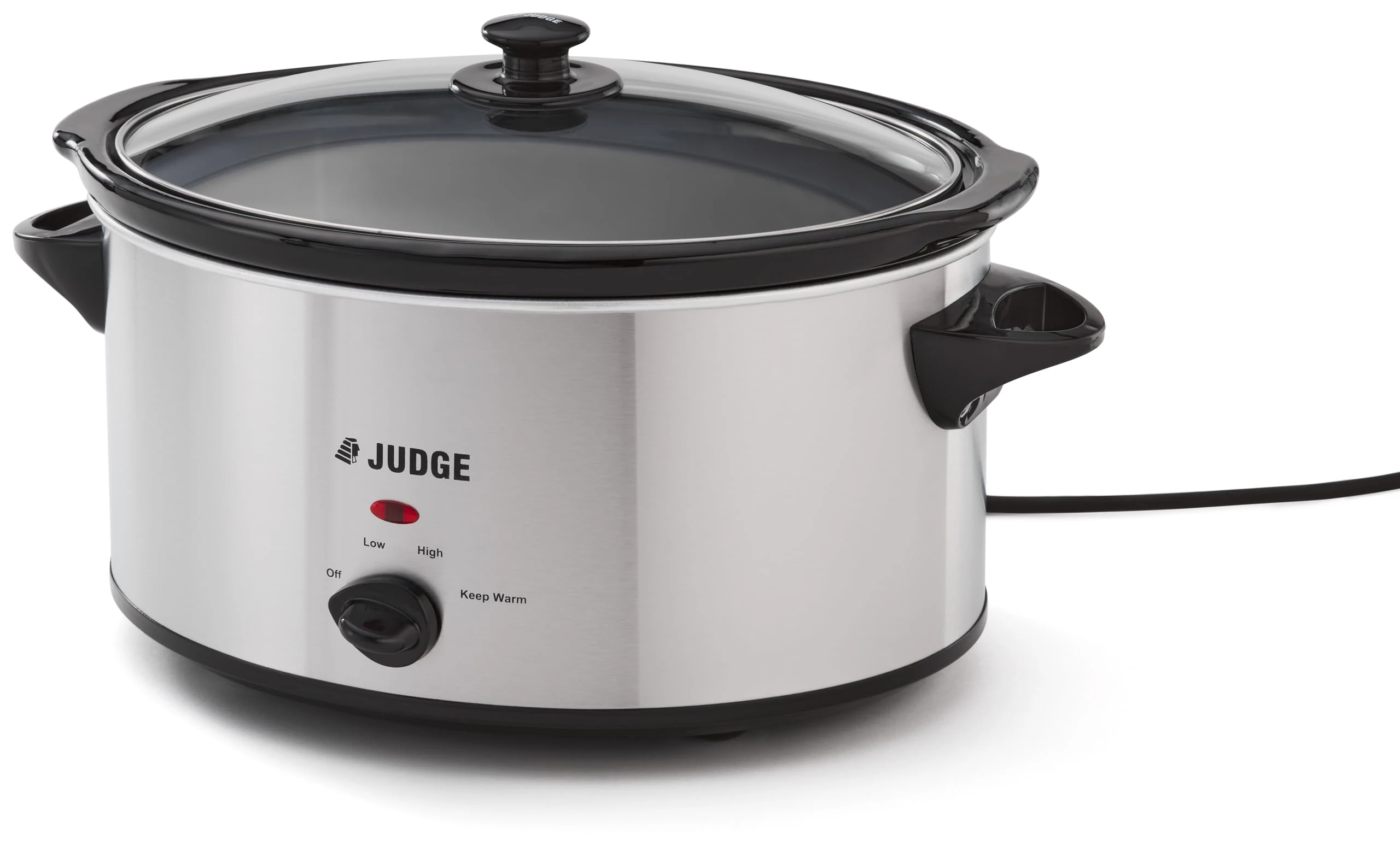 Judge Oval Slow Cooker 5.5L with Removable Ceramic Pot and 3 Heat Settings 25cm x 29cm x 34cm 250W