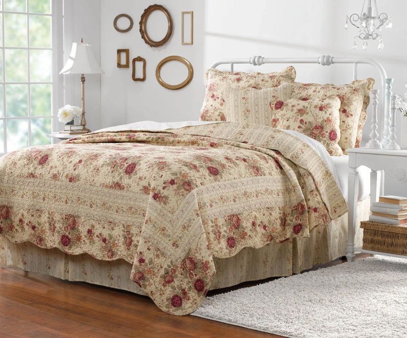 Greenland Home Quilt Set, Cotton, Ecru, King (5 Piece)