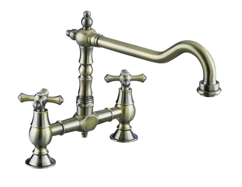 Bristan K BRSNK ABRZ Colonial Bridge Kitchen Sink Mixer Tap with Swivel Spout, Antique Bronze