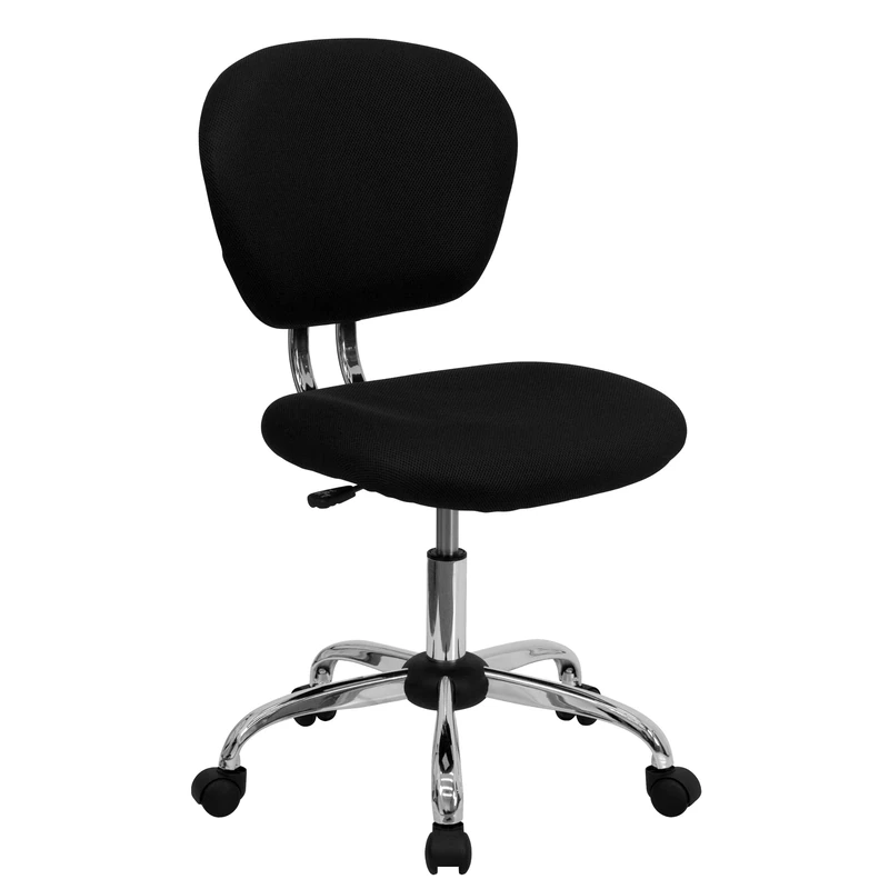 Flash Furniture Mid-Back Mesh Swivel Task Chair with Chrome Base, Metal, Black, 58.42 x 55.88 x 25.4 cm