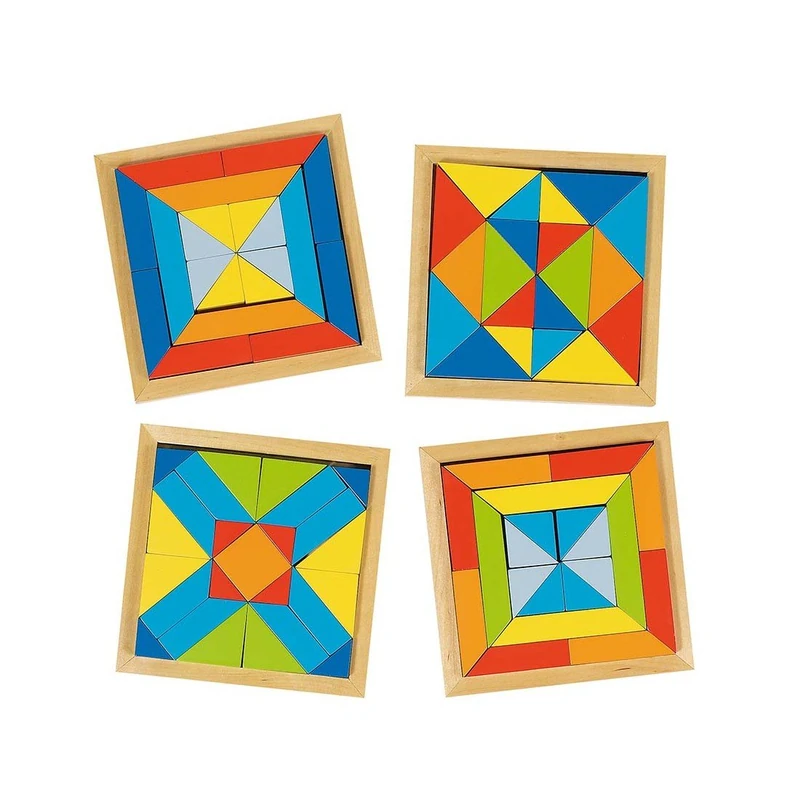 Goki World of Shapes, Puzzle I, Colourful Set of 4 Wooden Puzzles, Brainteaser Shape Puzzles for Ages 6+