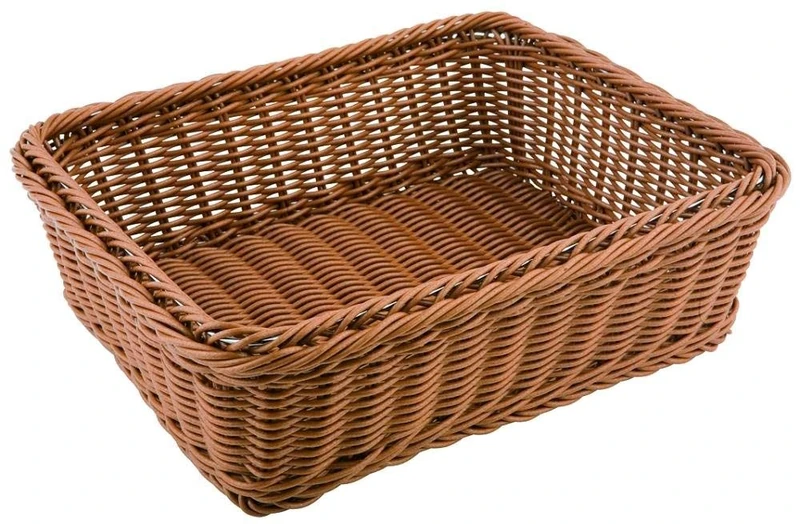 APS Poly Rattan Wicker Basket GN 1/2 32.5 x 26.5 cm, height 10 cm Rattan Polypropylene Natural with Stainless Steel Frame Waterproof & Dishwasher Safe