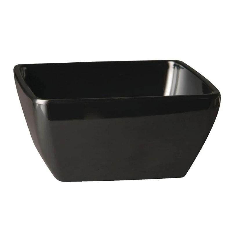 APS GF139 Melamine Square Bowl, 25 cm Item Length, Pure Black