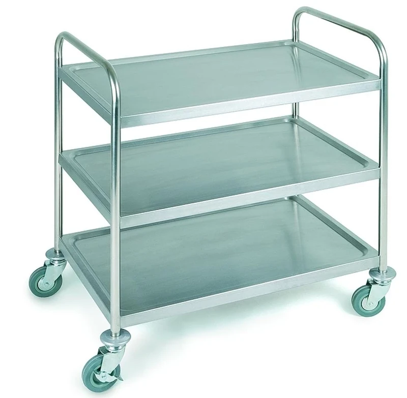 APS Features – /Transport Trolley Tray of about 91 x 59 cm, height 93 cm Matte Stainless Steel Finish, 3 Shelves of the Board Size: approx 83 x 51 cm between the Borden Size: 26 cm