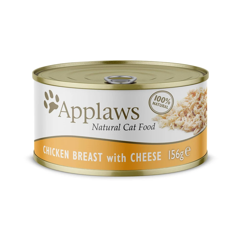 Applaws 100% Natural Wet Cat Food, Chicken with Cheese in Broth (Pack of 24 x 156g Tins)