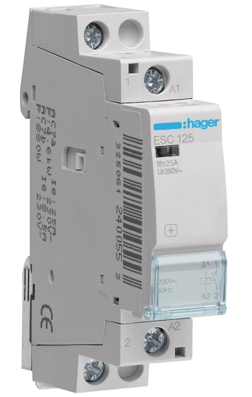 Hager – ESC125 – CONTACTOR, 25 A, 1 NA, 230 V