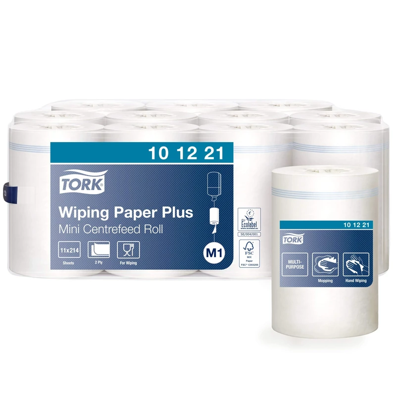 Tork Multipurpose Wiping Paper Roll Compatible with Tork M1 Mini Centrefeed System, 21.5 x 35 cm (11 x 214 Sheets) - Image 1