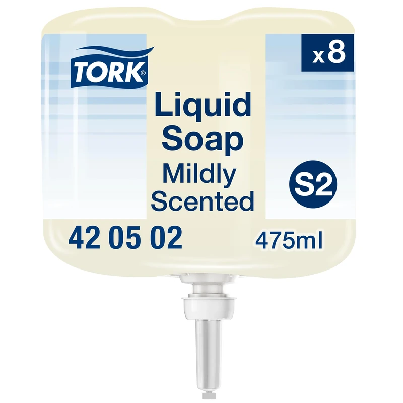 Tork Mildly Scented Mini Liquid Soap S2, Fresh Scent, 8 x 475ml, 420502