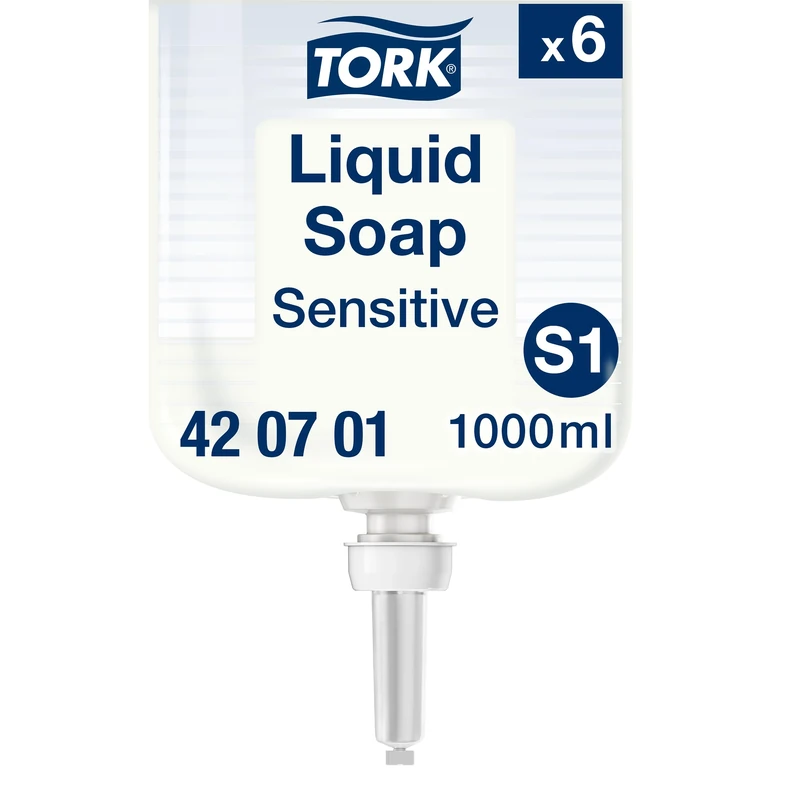 Tork Sensitive Liquid Soap S1, Dermatologically Tested, 6 x 1000ml, 420701