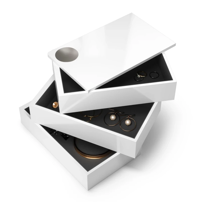 Umbra Spindle Jewlery Box, Unique Storage Box for Accessories with White High-Gloss Finish