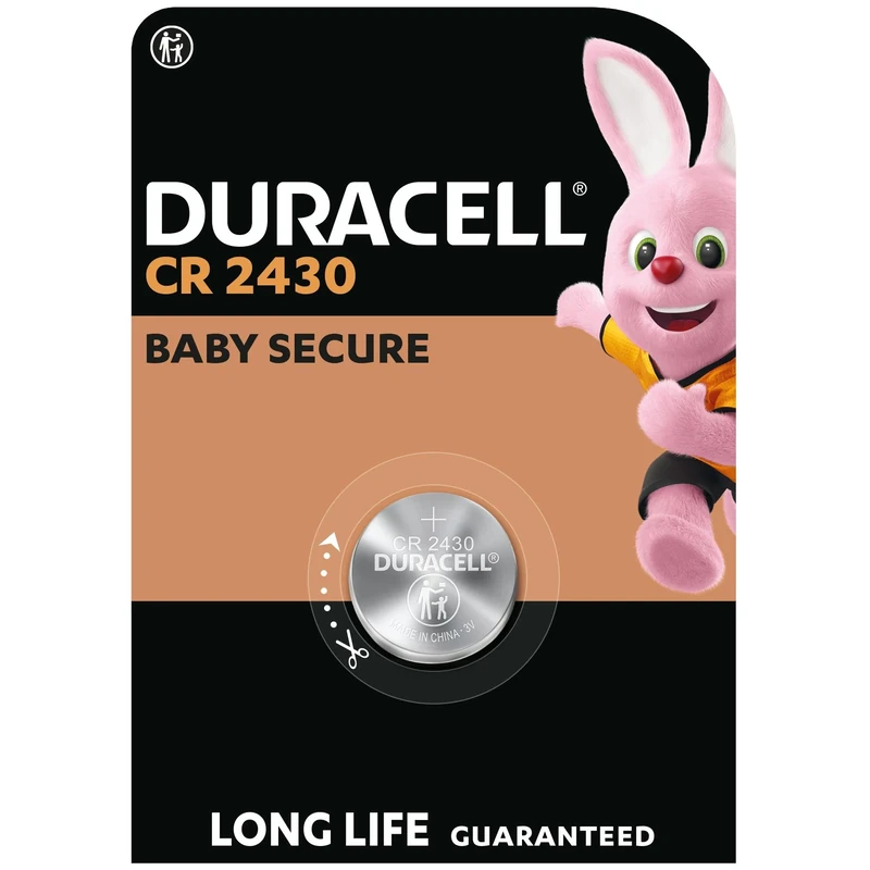 Duracell 2430 Lithium Coin Batteries 3V (1 pack)- Long life guaranteed - For Use in Key Fobs, Small Remotes, and Fitness Watches - Baby Secure Packaging - 10-Year In-Storage Guarantee