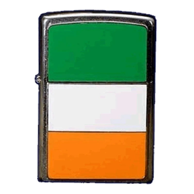 Zippo Windproof Lighter - Ireland - Brushed Chrome, Colour Image - Refillable, Lifetime Use - Adjustable Flame - Gift Box - Metal Construction - Made in USA