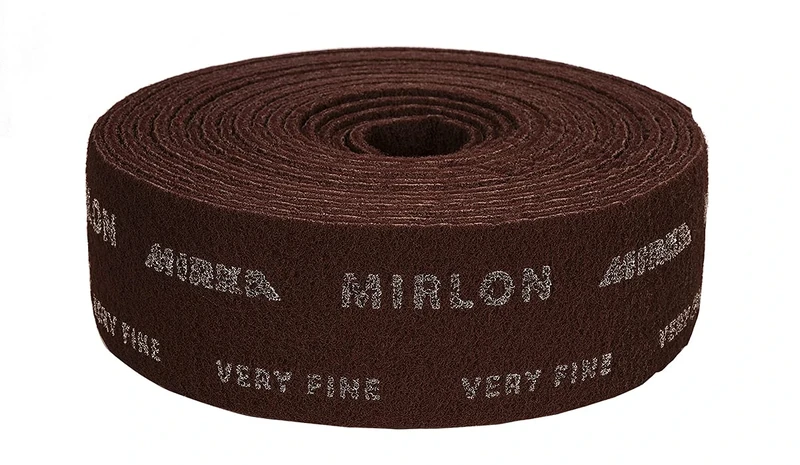 Mirka 8056800137 Mirlon Fibre Cloth - 100mm x 10m - 360 Grit - Grain: Aluminium Oxide - Bonding: Resin - Backing: Non-Woven - Coating: Three-Dimensional - Maroon - Pack contains 1 piece