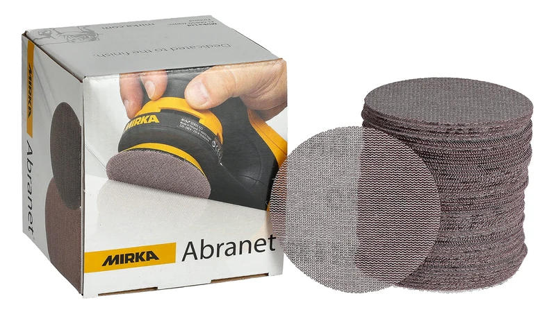 Mirka Abranet net sanding disc Ø 77 mm Hook & loop/Grit P800 / 50 pcs/Sand paper discs for sanding wood, walls, metal, aluminium, stainless steel, filler, varnish, plastic