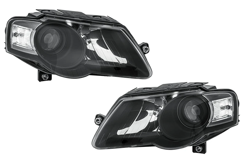 HELLA 1EL 247 014-831 DE/Halogen-Headlight Set - 12V - Optical Impression: Black - Reference number: 25 - Lens Colour: Crystal clear - left/right - Kit
