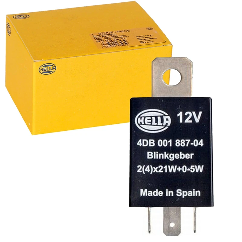 HELLA 4DB 001 887-041 Flasher Unit - 12V - 4-pin connector - mounting - Electronic - with holder